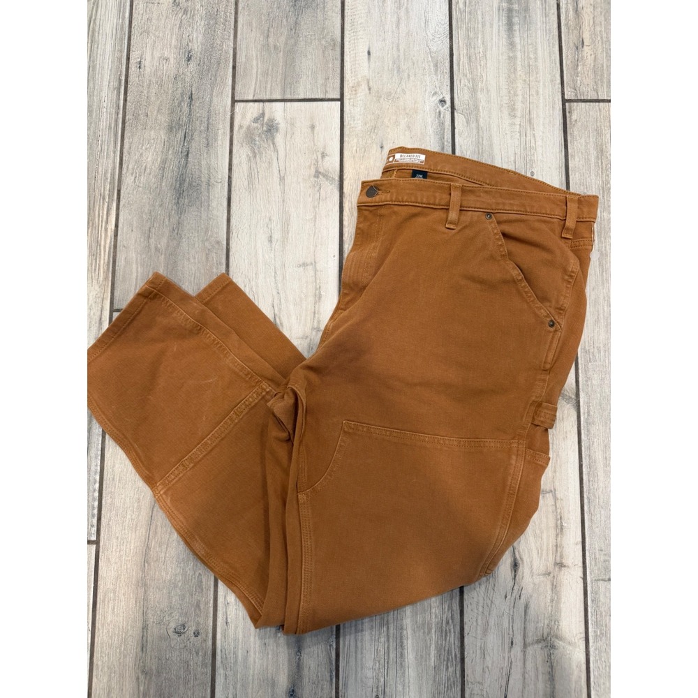 Carhartt Womens 22W Relaxed Fit Double Front Work Pants Brown Canvas Utility